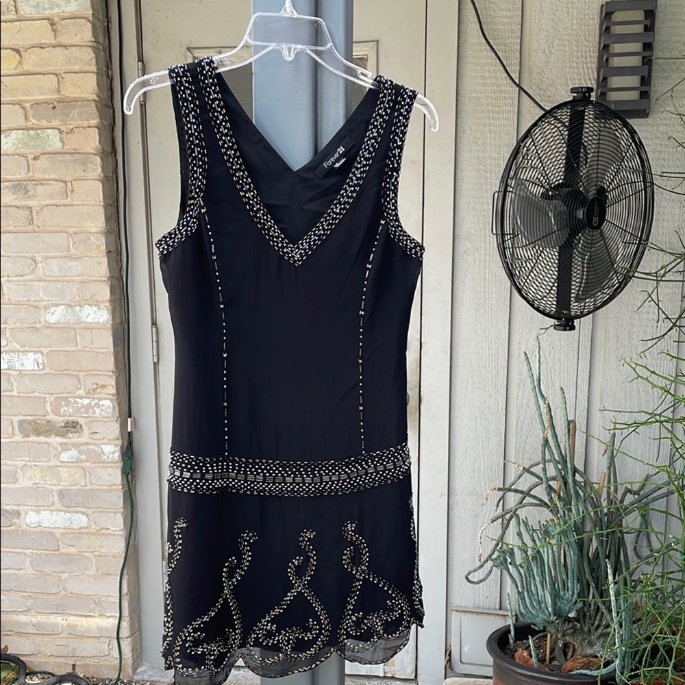 Forever 21 Black Dress with beading trim work